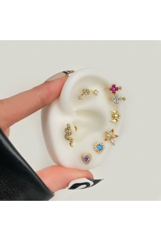 Cerrahi Çelik Ay Detaylı Tragus Piercing