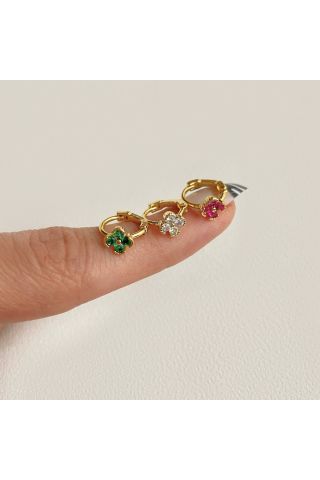 Cerrahi Çelik Renkli Taşlı Papatya Halka Tragus Piercing