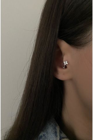 Cerrahi Çelik Renkli Taşlı Papatya Halka Tragus Piercing
