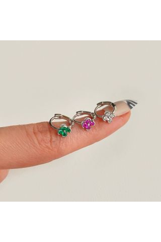 Cerrahi Çelik Renkli Taşlı Papatya Halka Tragus Piercing