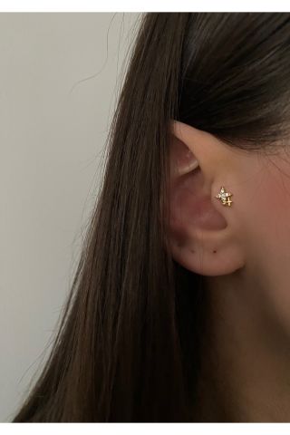 Kadın Gold Ikili Yıldız Tragus Kıkırdak Piercing