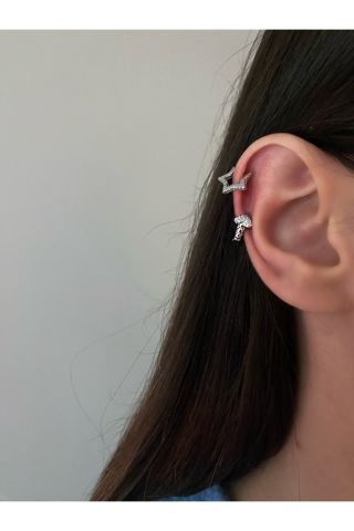 Kadın Minimal Yıldızlı Halka Tragus Piercing