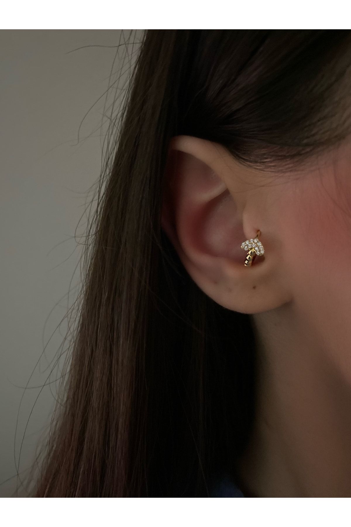 Kadın Minimal Kalpli Halka Tragus Piericng