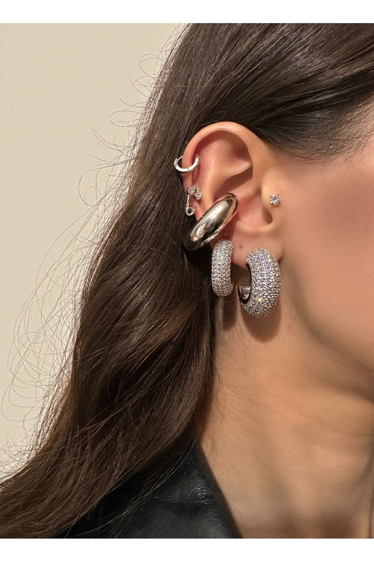 Zirkon Taşlı Büyük Boy Full Taşlı Halka Küpe