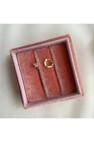 Kadın Pembe Taşlı Kelebek Halka Tragus Piercing