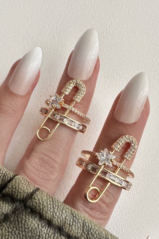 Çengelli Iğne Detaylı Ayarlanabilir Yüzük