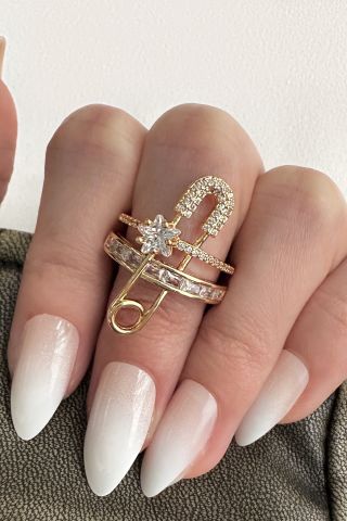 Çengelli Iğne Detaylı Ayarlanabilir Yüzük