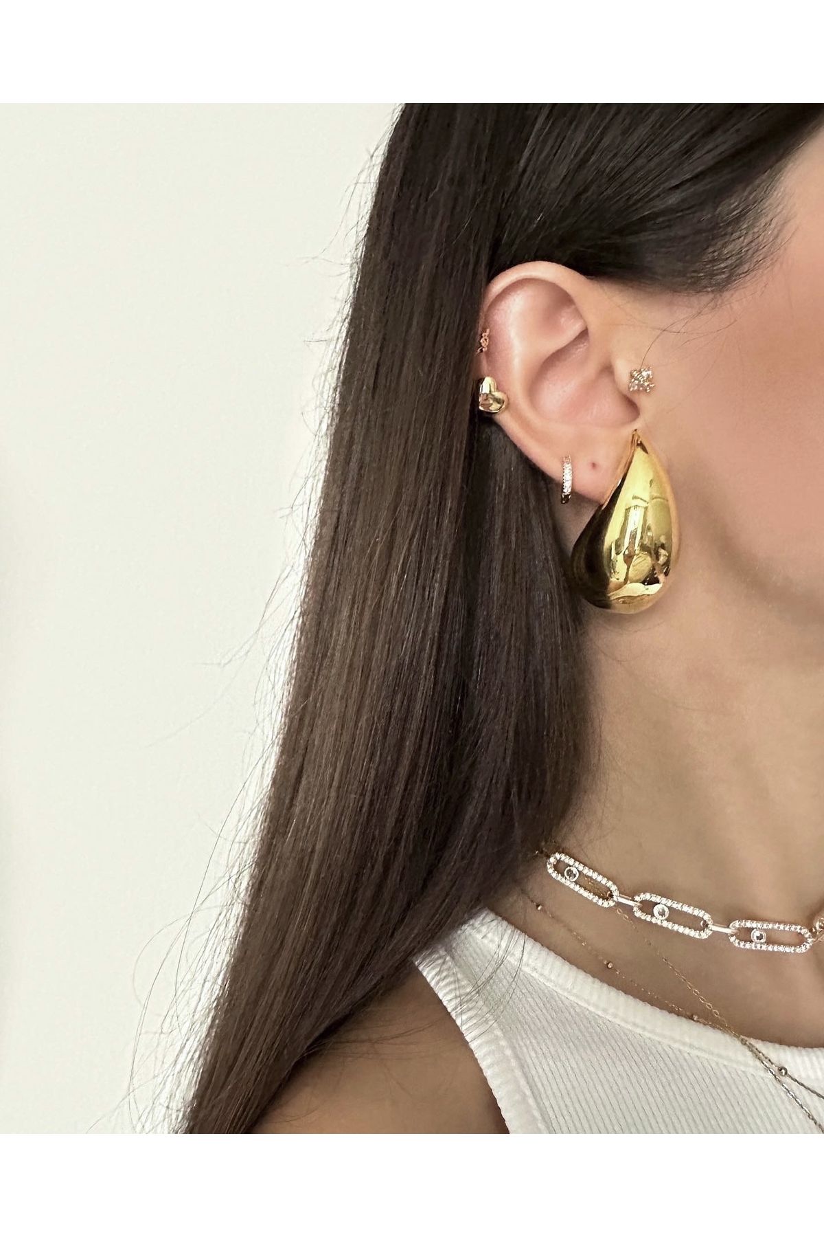 Bottega Gözyaşı Damlası Model Büyük Boy Küpe