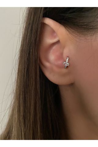 Kadın Silver Baget Taşlı Halka Tragus