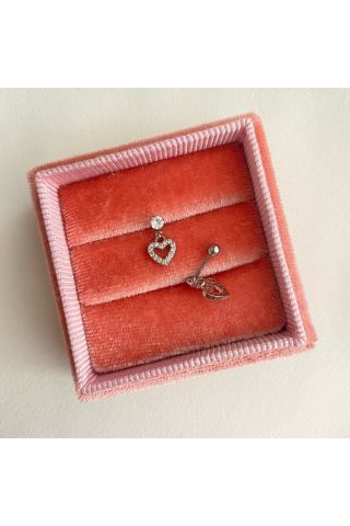 Kadın Cerrahi Çelik Taşlı Sallantılı Kalp Tragus Piercing Kıkırdak