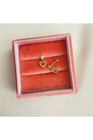 Kadın Cerrahi Çelik Taşlı Sallantılı Kalp Tragus Piercing Kıkırdak