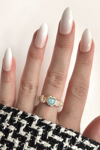 Mavi Opal Taşlı Kalp Yüzük