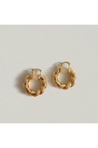 Kadın Gold Rengi Valeria Burgu Halka Küpe