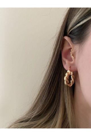 Kadın Gold Rengi Valeria Burgu Halka Küpe