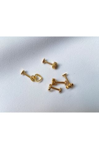 Kadın Cerrahi Çelik Gold Renkli Yıldız Tragus Piercing Kıkırdak