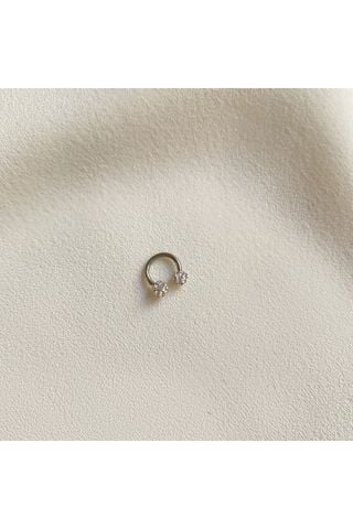 Kadın Silver Yarım Halka Taşlı Tragus Kıkırdak Piercing