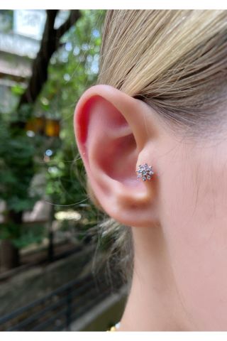 Kadın Silver Yaprak Tragus Kıkırdak Piercing