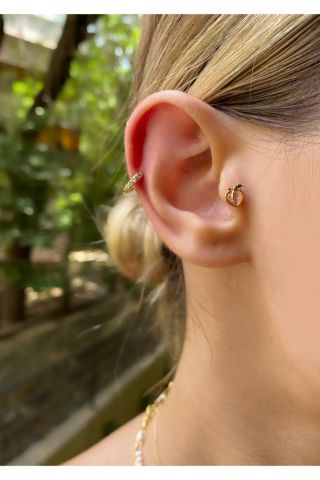 Kadın Gold Renkli Şeftali Tragus Kıkırdak Piercing