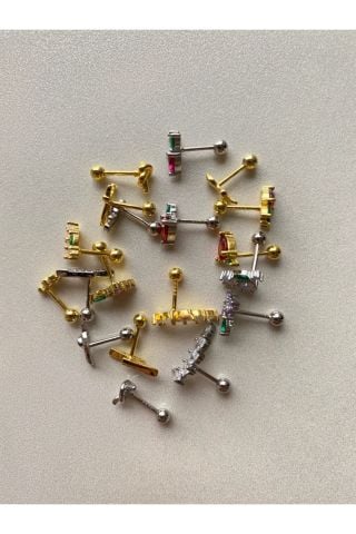 Kadın Gold Renkli Şeftali Tragus Kıkırdak Piercing