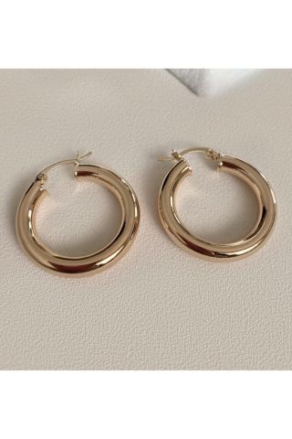 Kadın Gold Rengi Double Halka Küpe Çifti