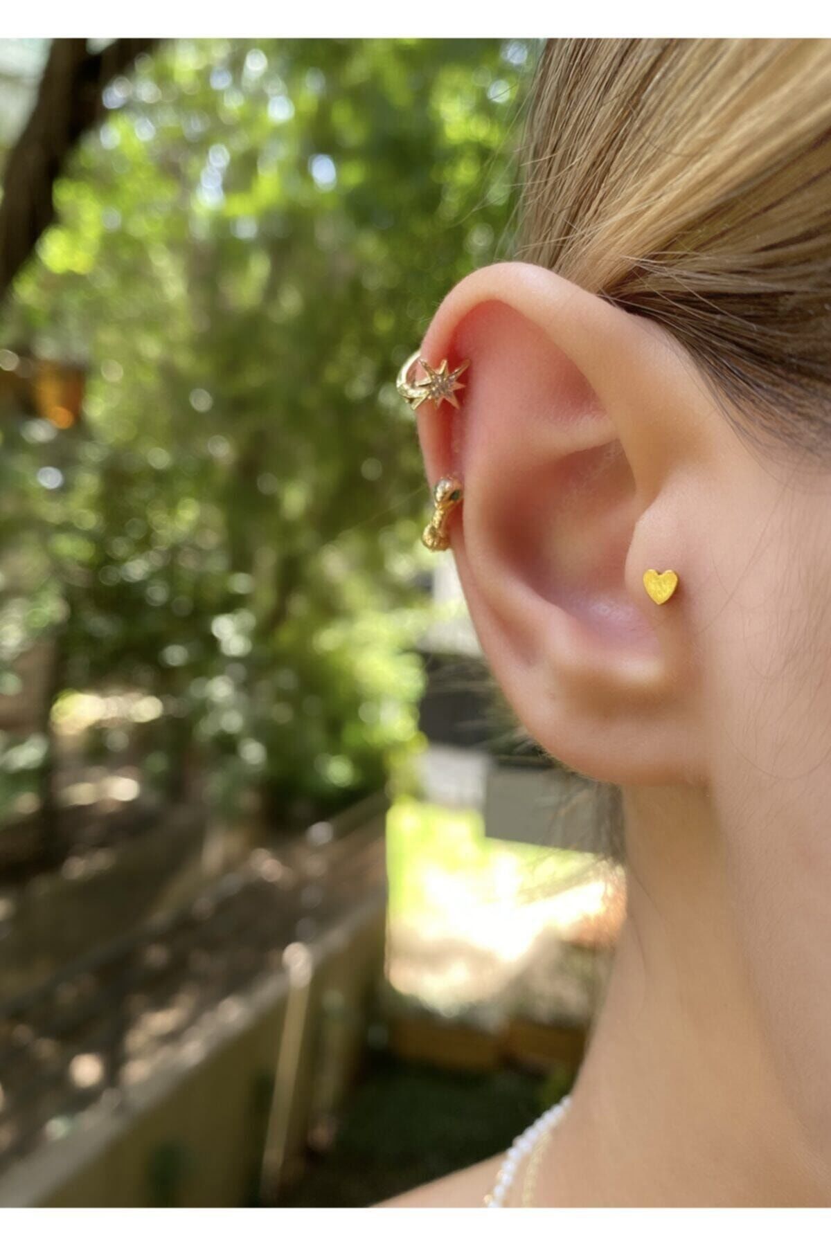 Kadın Cerrahi Çelik Kalp Tragus Piercing Kıkırdak