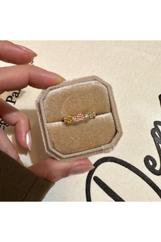 Kadın Renkli Papatyalı Taşlı Ayarlanabilir Yüzük