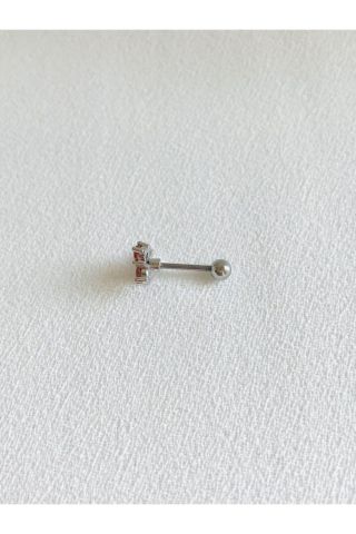 Kadın Gümüş Renk Cerrahi Çelik Kiraz Kıkırdak Piercing 6 mm