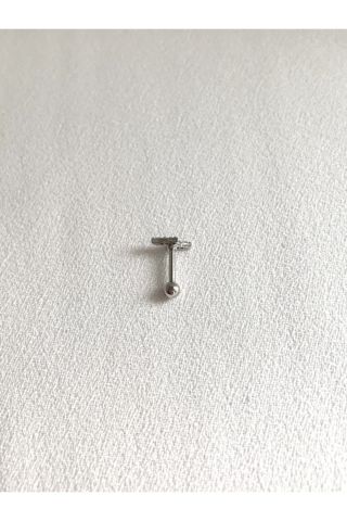 Kadın Silver Rengi Cerrahi Çelik  Şimşek Tragus Kıkırdak Piercing 6mm