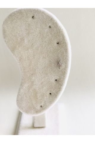 Kadın Silver Rengi Cerrahi Çelik  Şimşek Tragus Kıkırdak Piercing 6mm