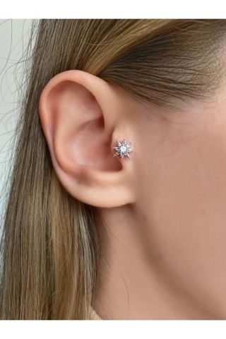 Silver Rengi Yıldız Piercing Tragus Cerrahi Çelik 6mm
