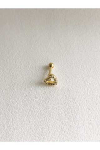 Cerrahi Çelik Kadın Gold Rengi Kalp Tragus Kıkırdak Piercing 6mm