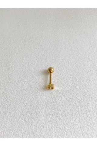 Kadın Gold Rengi Minimal Kalp Detaylı Tragus Kıkırdak Piercing 6mm