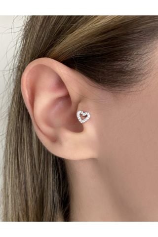 Silver Rengi Kalp Tragus Piercing Cerrahi Çelik 6mm