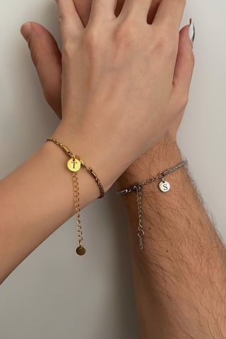 Çelik Burgu Zincir Çift Sevgili Arkadaşlık Bileklik