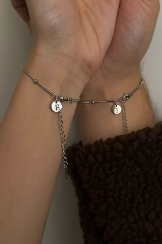 Çelik Top Zincirli Çift Sevgili Arkadaşlık Bilekliği