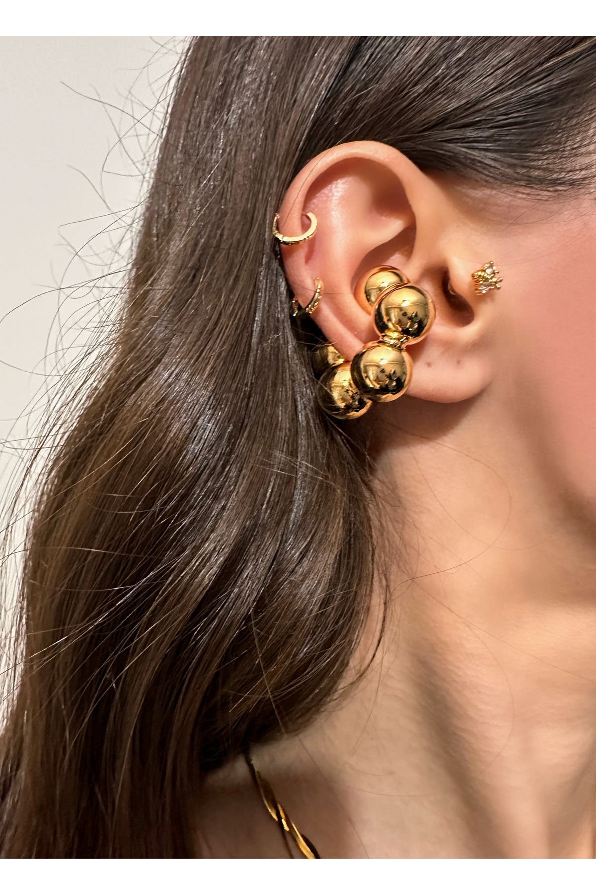 Top Top Büyük Earcuff Kıkırdak Küpesi