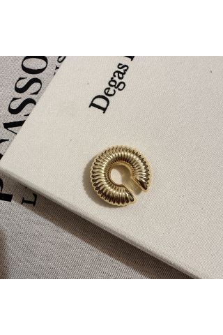 Çelik Çizgili Kalın Halka Kıkırdak Küpesi Earcuff