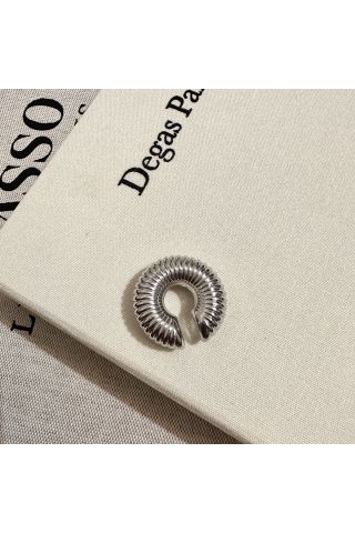 Çelik Çizgili Kalın Halka Kıkırdak Küpesi Earcuff