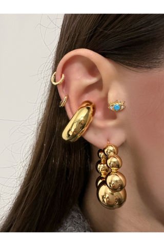 Çelik Kalın Boğumlu Kıkırdak Küpesi Earcuff