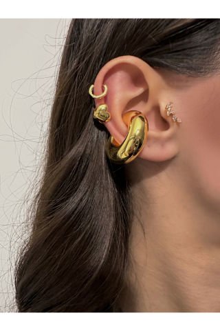Çelik Kalın Boğumlu Kıkırdak Küpesi Earcuff