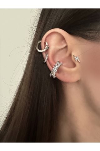 Kalın Halka Kıkırdak Küpe Earcuff