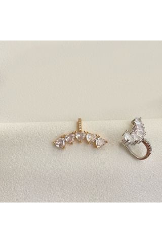 Beş Sıralı Kalp Kıkırdak Küpe Earcuff