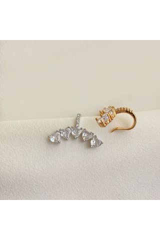 Beş Sıralı Kalp Kıkırdak Küpe Earcuff