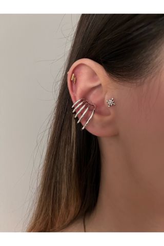 Kadın Silver Kulağı Saran Kıkırdak Küpe Earcuff