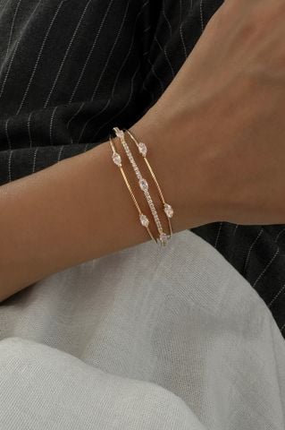 Damla Taşlı Üç Sıra Model Kelepçe Bileklik