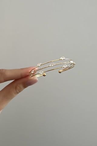 Damla Taşlı Üç Sıra Model Kelepçe Bileklik