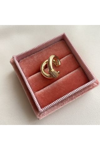 Kadın Gold Renkli Çift Boğumlu Kıkırdak Küpe Earcuff