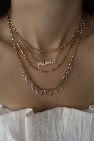 Çelik Mama Yazılı Kolye