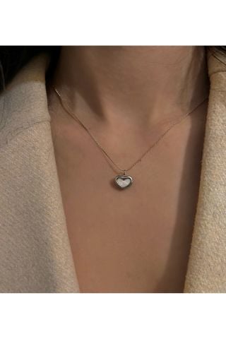 Çelik Sedefli Mini Kalp Kolye