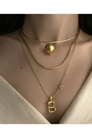 Devin Top Detaylı Ring Choker Kolye